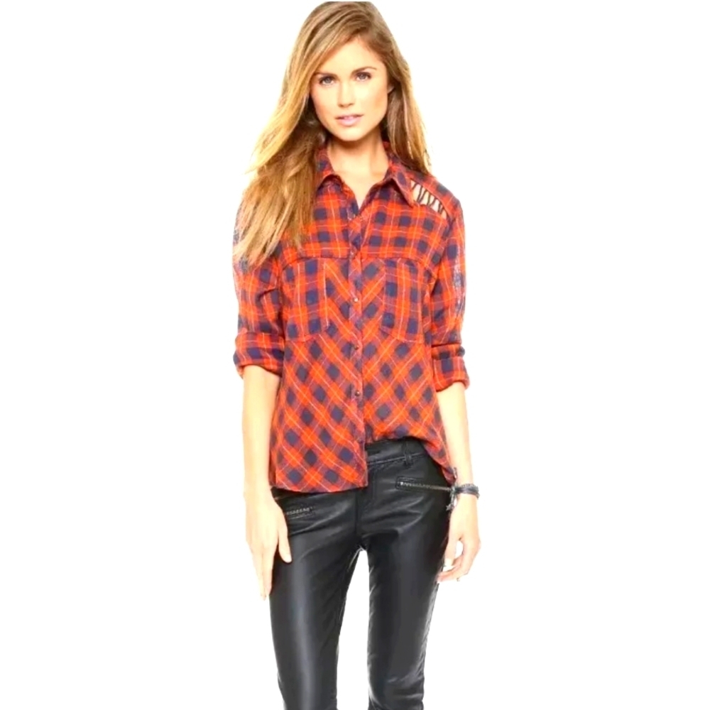 Free People Plaid Button-Up Shirt